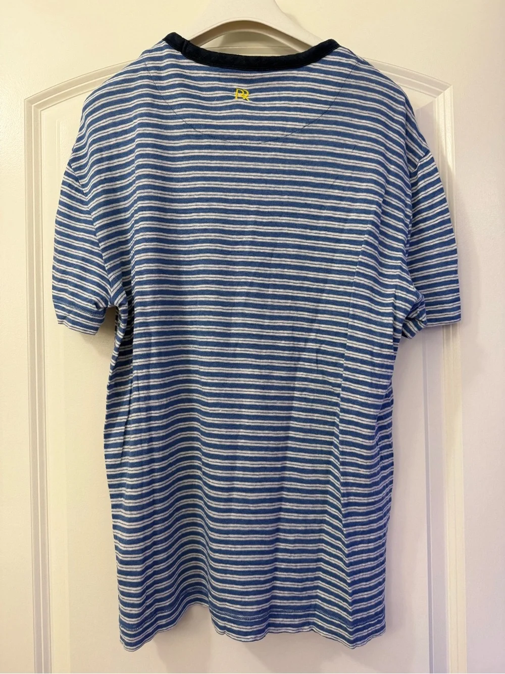 Banana Republic Blue and White Striped Short Sleeve Pocket Tee